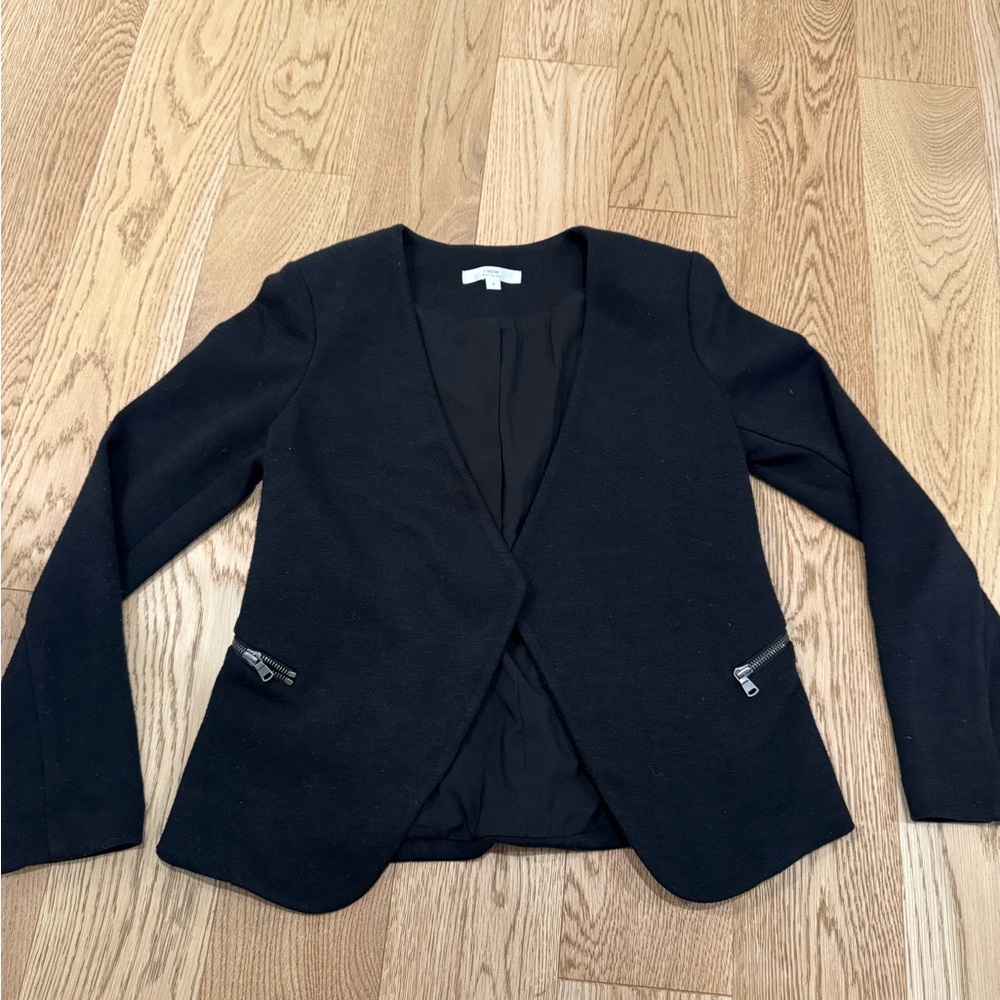 DREW Black Blazer with Zipper Accents